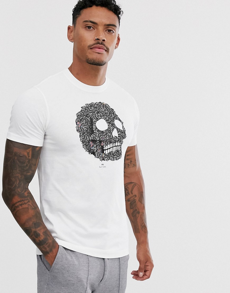 PS Paul Smith zebra skull print slim fit t-shirt in white