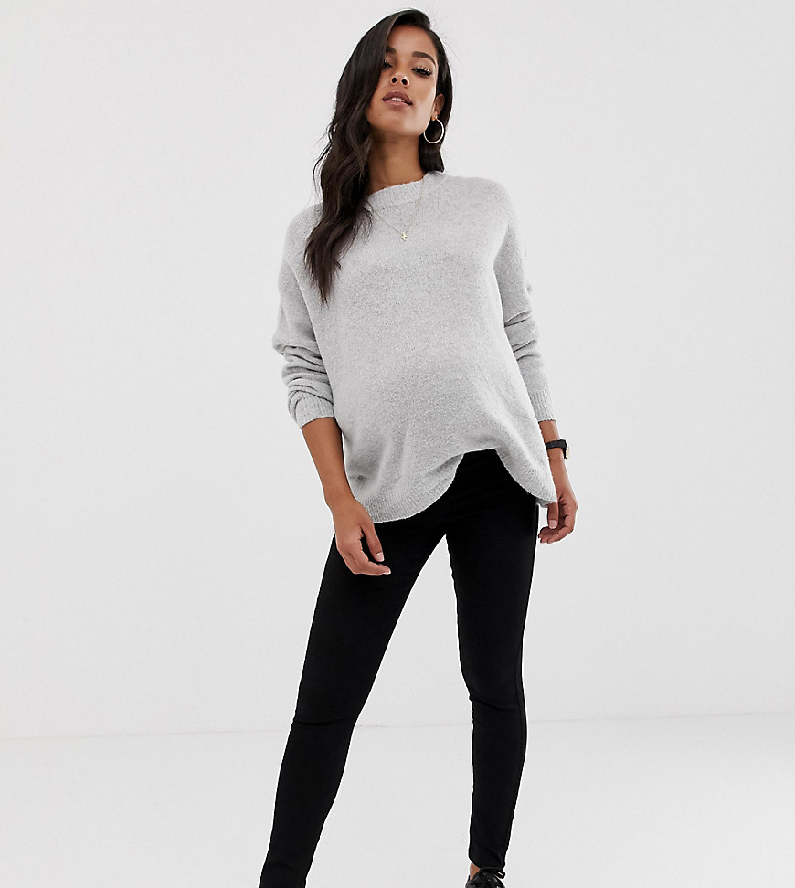 ASOS DESIGN Maternity pull on jeggings in clean black with under the bump waistband