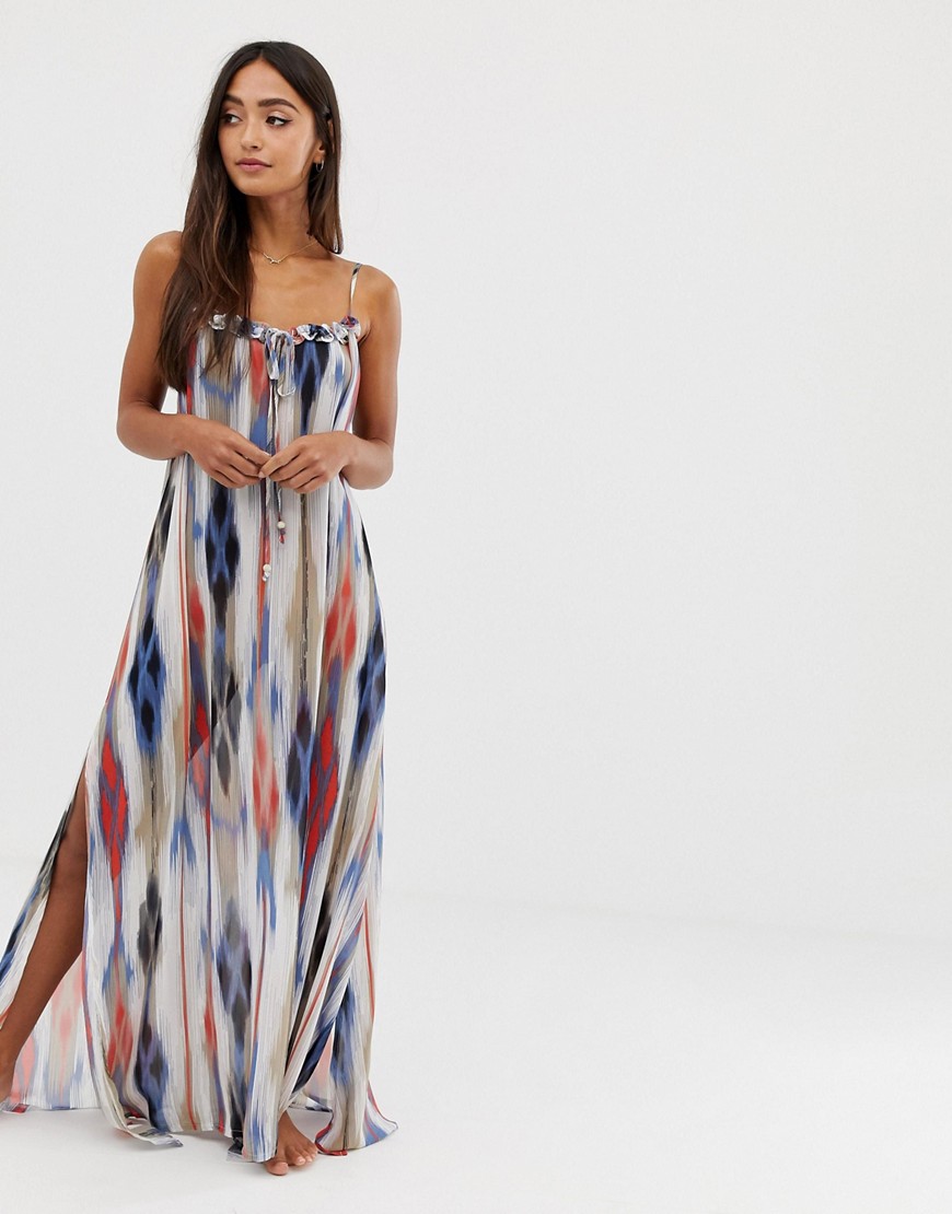 Pia Rossini Multi Print Beach Dress With Side Splits - Multi