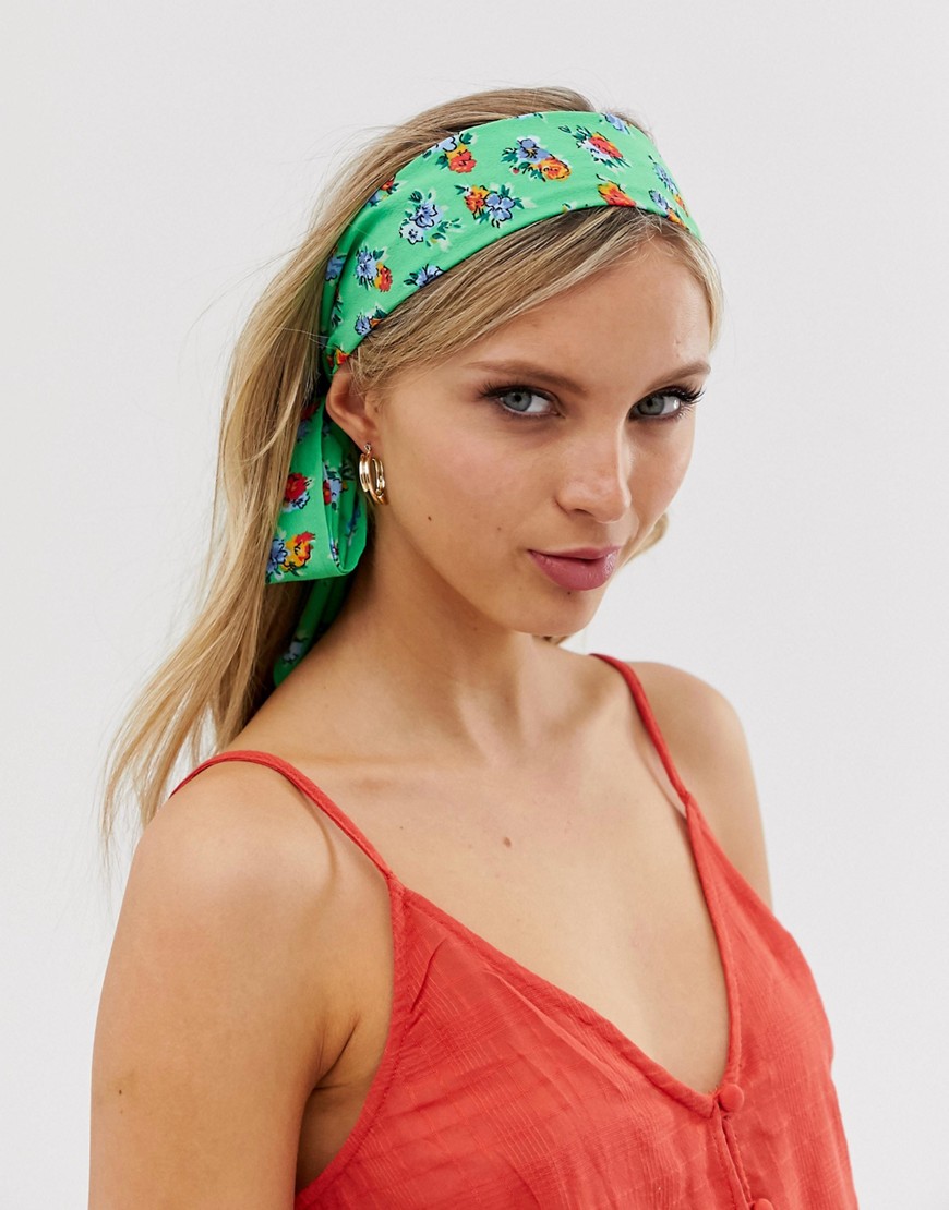 ASOS DESIGN green floral headscarf