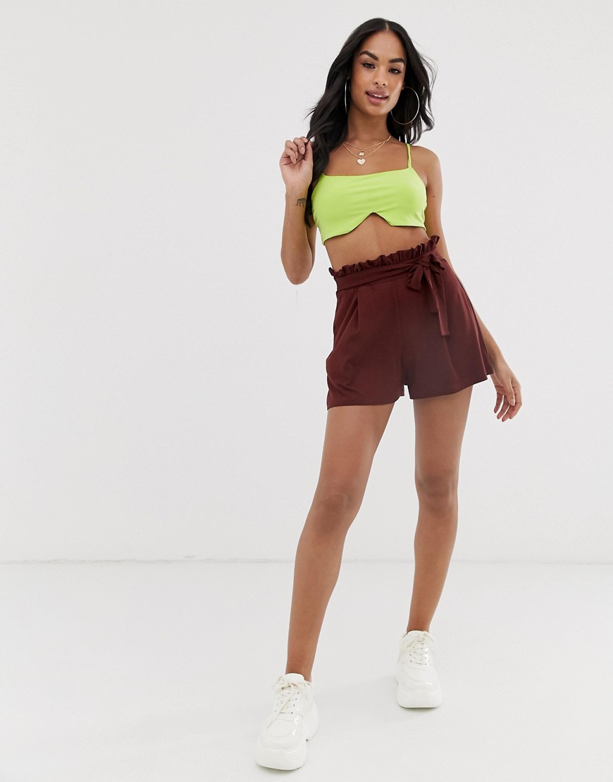 ASOS DESIGN shorts with paperbag waist and tie