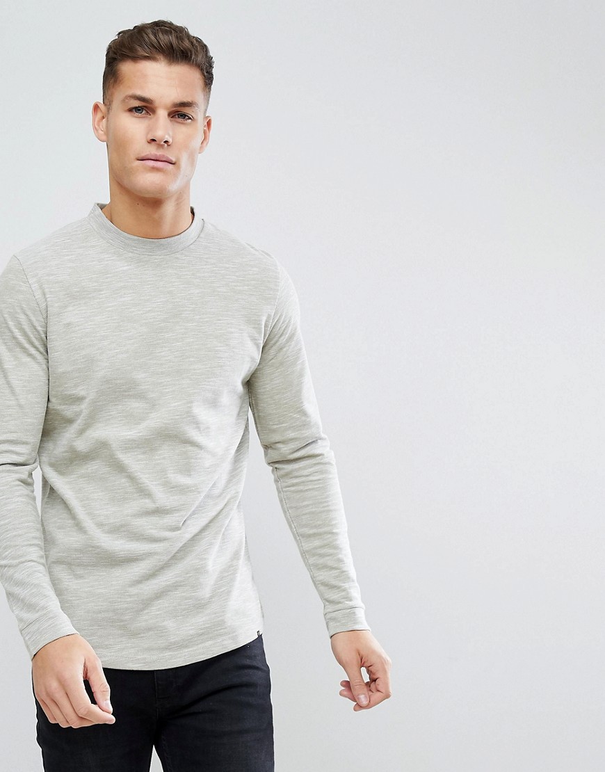 ADPT Crew Neck Long Sleeve Top with Mixed Yarn Detail - Dried herb