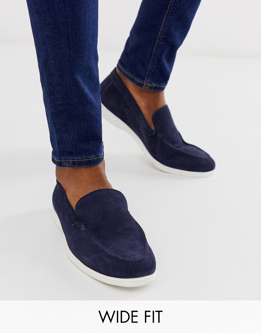 KG by Kurt Geiger wide fit slip on shoe in navy suede with white sole