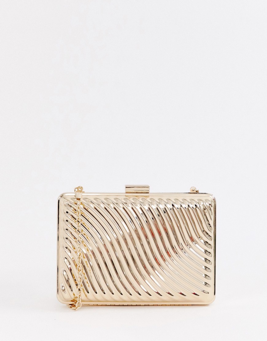 True Decadence gold metallic box clutch bag
