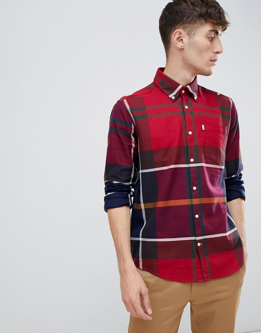 Barbour Dunoon slim fit exploded check shirt in red
