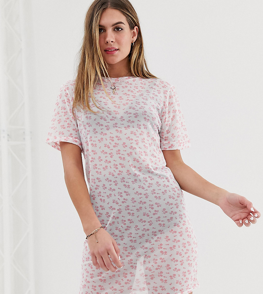 Wednesday's Girl t-shirt dress in ditsy floral mesh