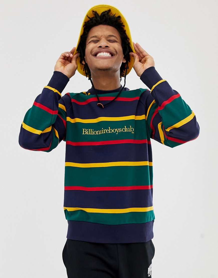 Billionaire Boys Club striped sweatshirt in navy