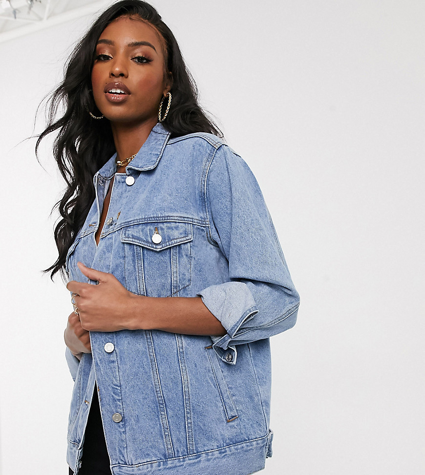 Missguided Tall oversized denim jacket in blue