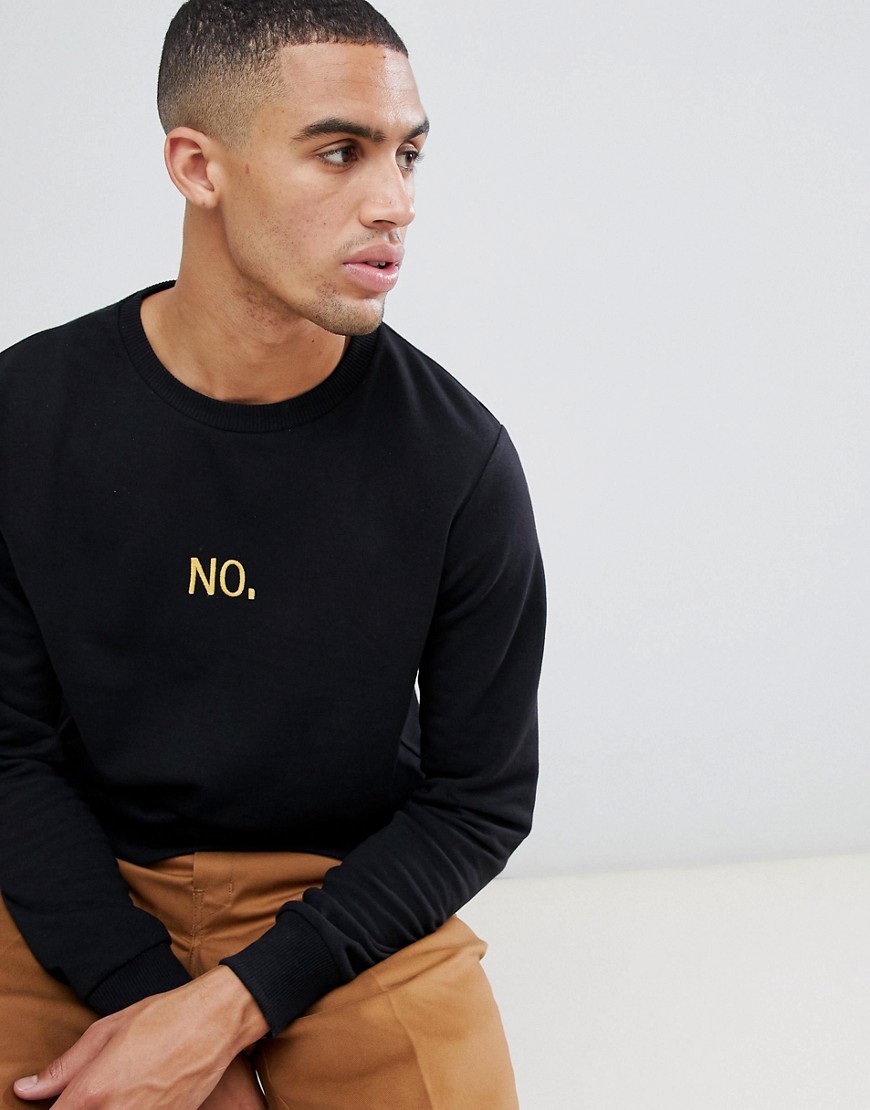 Brooklyn Supply Co sweatshirt with embroidered no in recycled cotton - Black