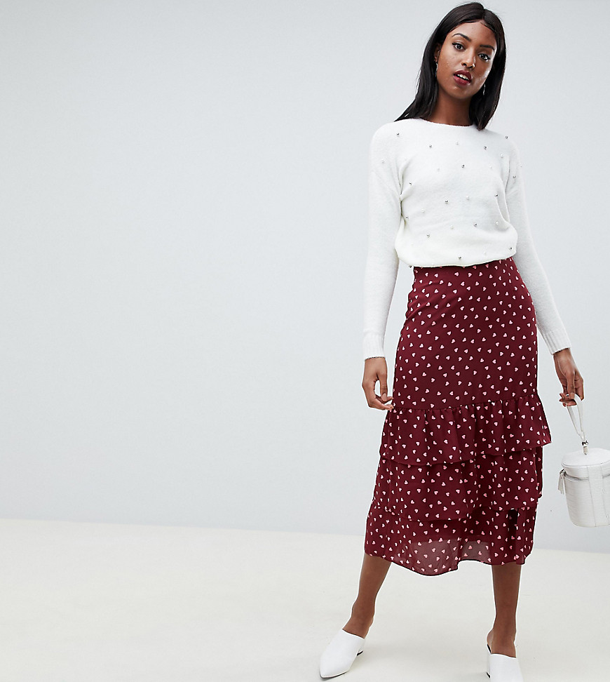 Fashion Union tall midi skirt in heart print