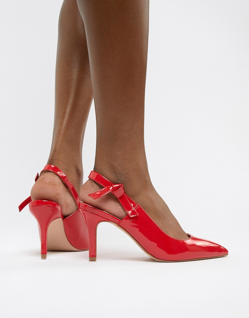 Faith Chariot pointed sling back court shoes in red