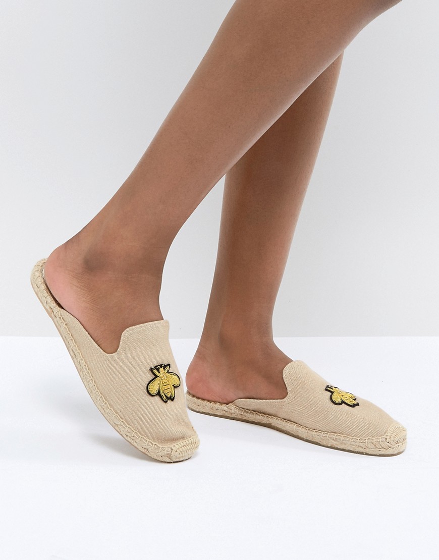 Soludos Beige Espadrille Mules With Bee Embroidery - Sand