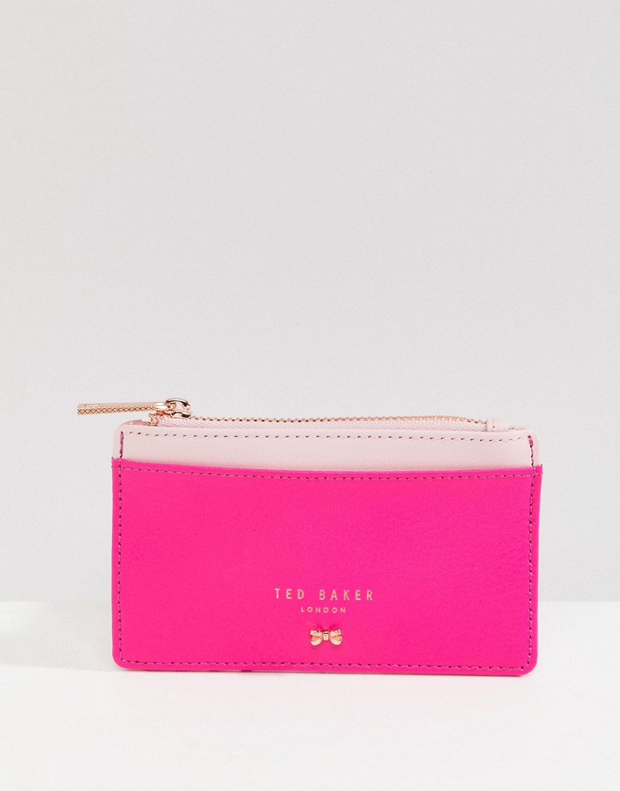 Ted Baker Textured Leather Zip Card Holder - Fuchsia