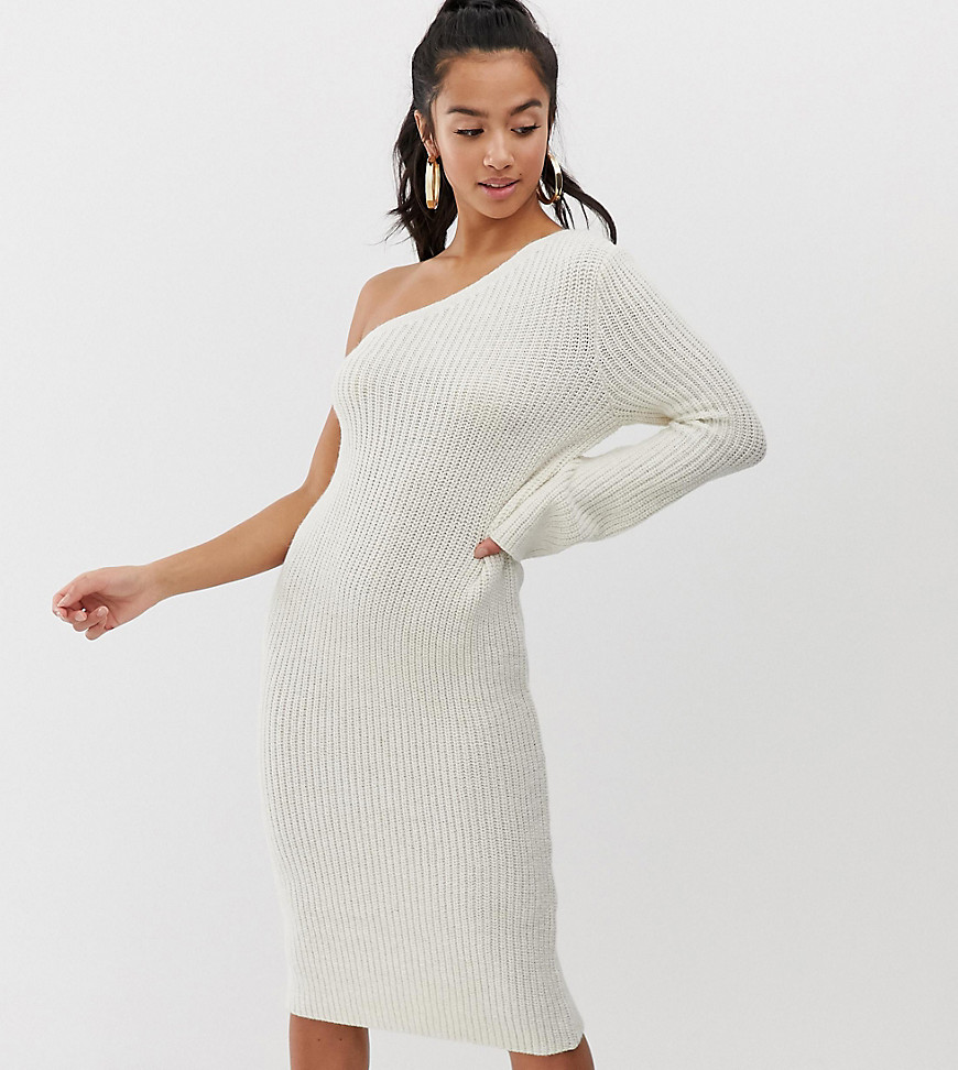 ASOS DESIGN Petite one shoulder knitted midi dress