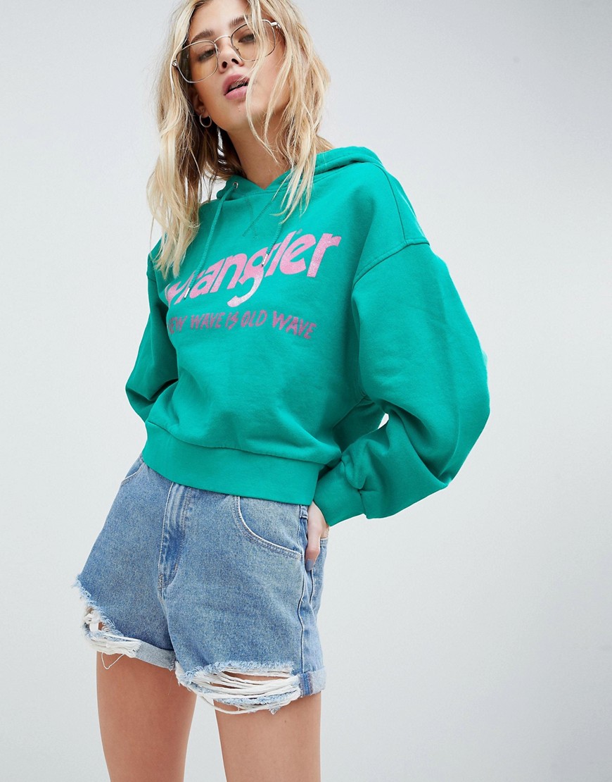 Wrangler Cropped Hoody with Logo - Spectra green