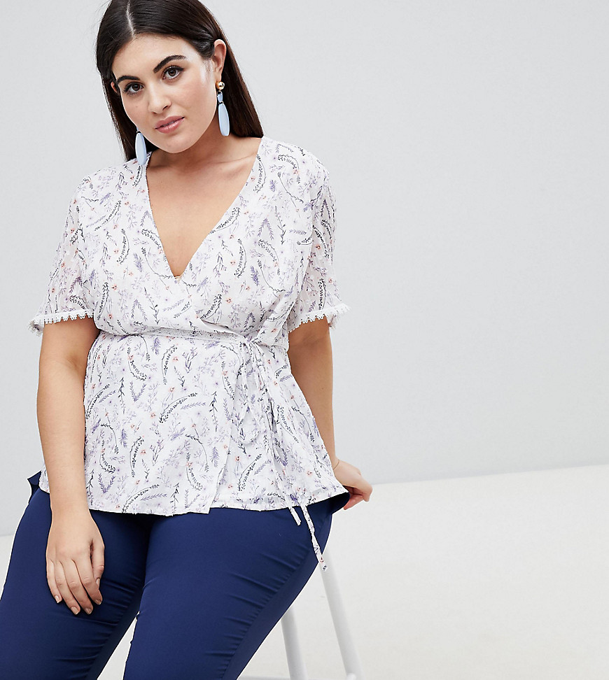 Lovedrobe Wrap Front Blouse In Delicate Floral Print