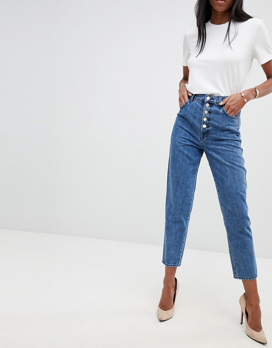 J Brand Heather Exposed Button High Rise Straight Jeans