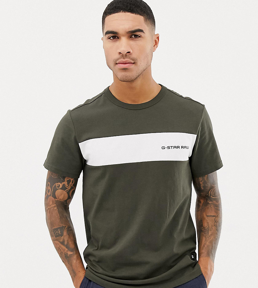 G-star Rodis stripe panel t-shirt in khaki