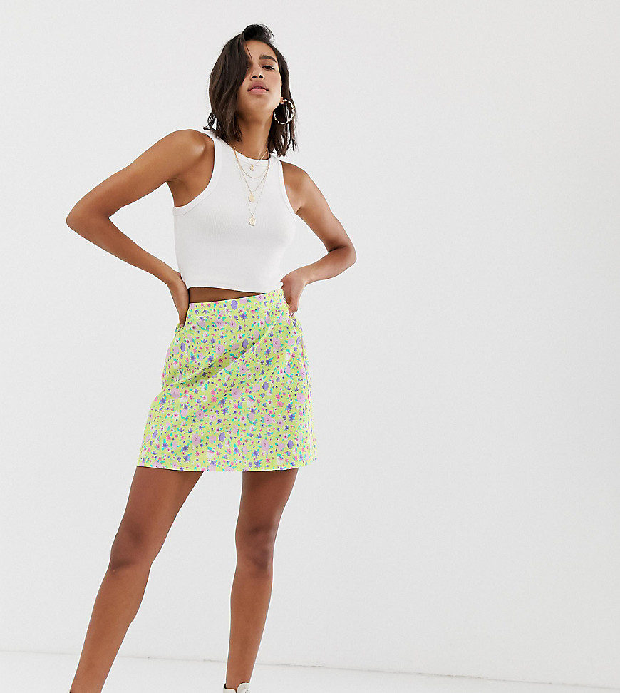 Reclaimed vintage inspired mini skirt in ditsy print