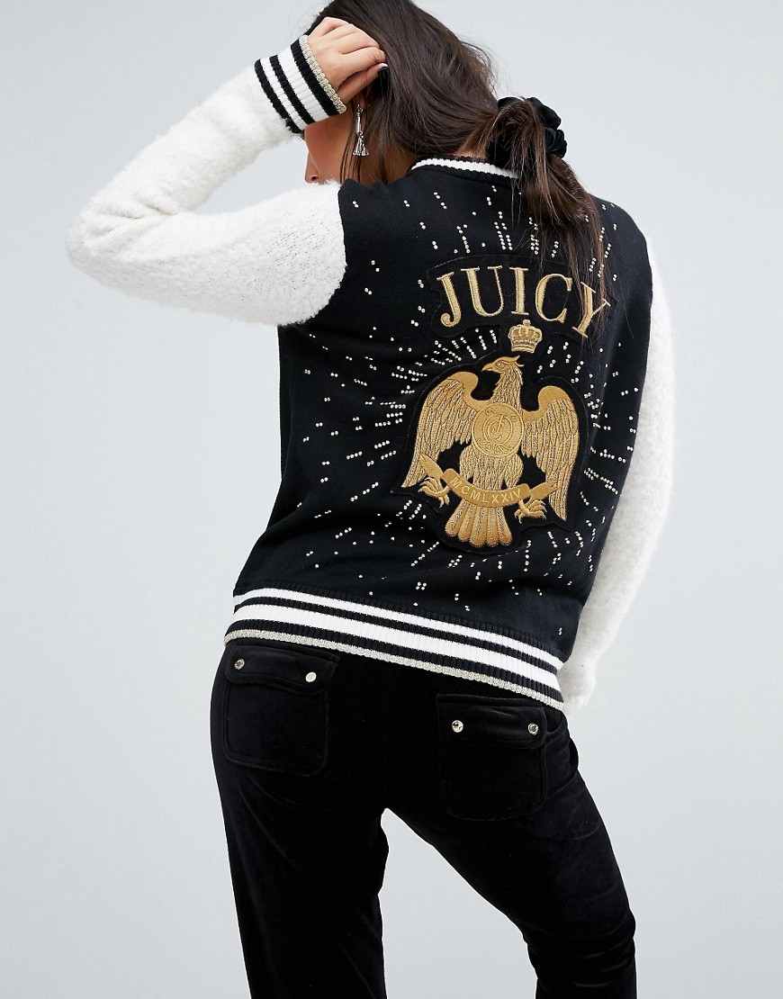 Juicy Couture Varsity Jacket With Eagle - Pitch black swan