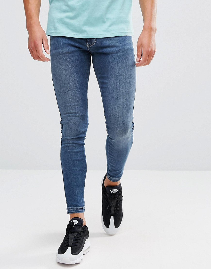 11 Degrees Super Skinny Jeans In Midwash Blue - Blue