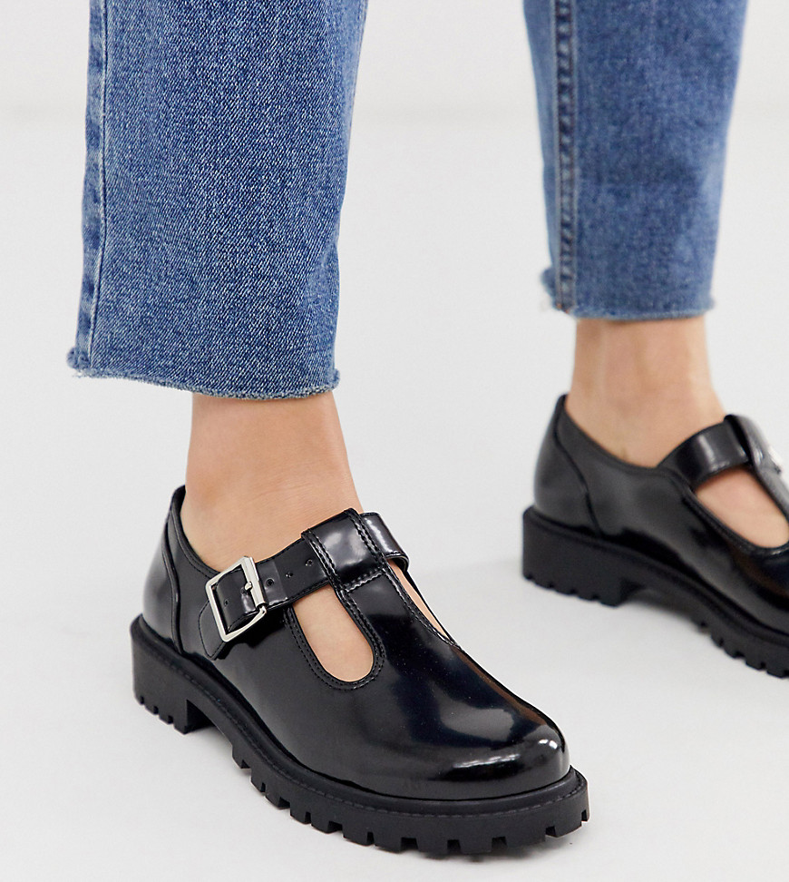 Monki faux leather shoes with buckle detail in black