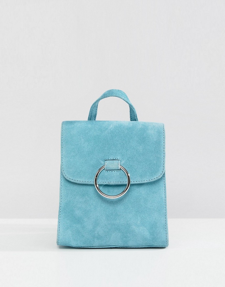 Миниатюрный замшевый рюкзак с кольцом ASOS DESIGN - Синий 