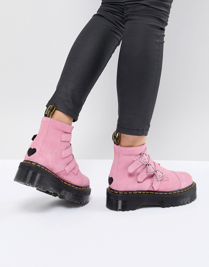 Dr Martens x Lazy Oaf Boots in Pink - Pink suede