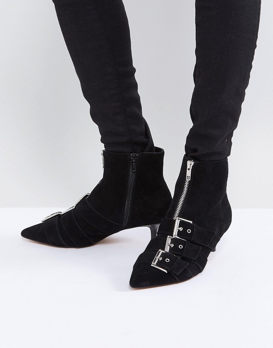 Asos Design Asos Revelation Suede Heeled Ankle Boots-black
