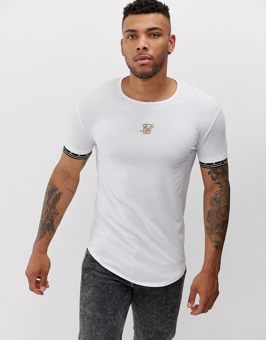 SikSilk muscle t-shirt with arm and chest logo