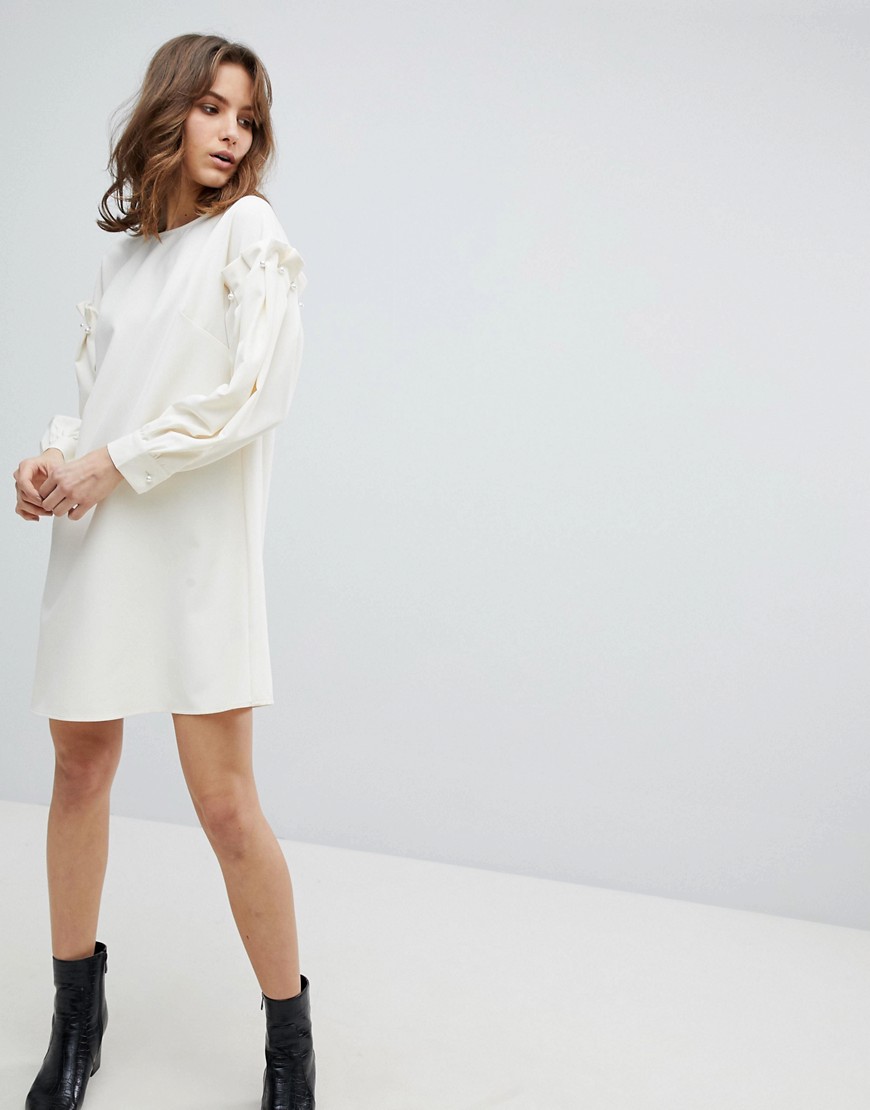 Unique21 Dress With Frill Sleeve - White