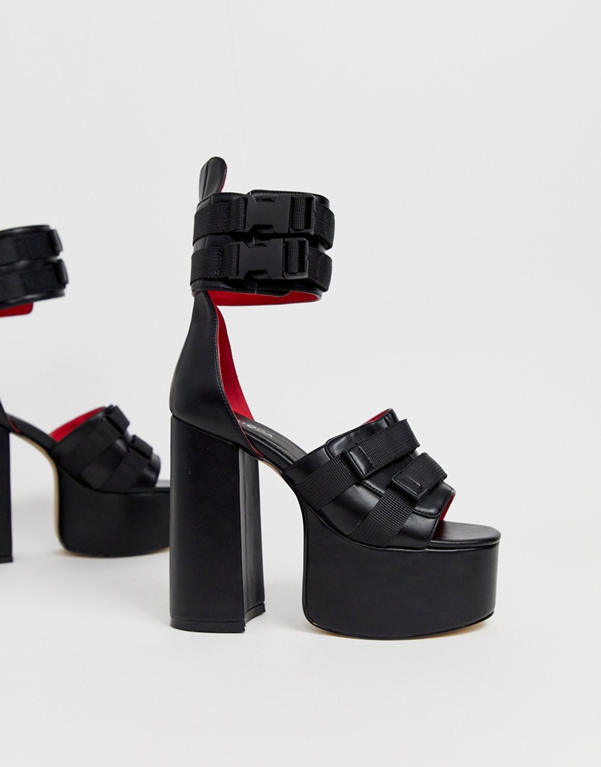 Lamoda black chunky platform chunky heeled sandals
