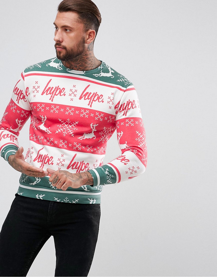 Hype Christmas Sweatshirt With Fairisle Print - Green