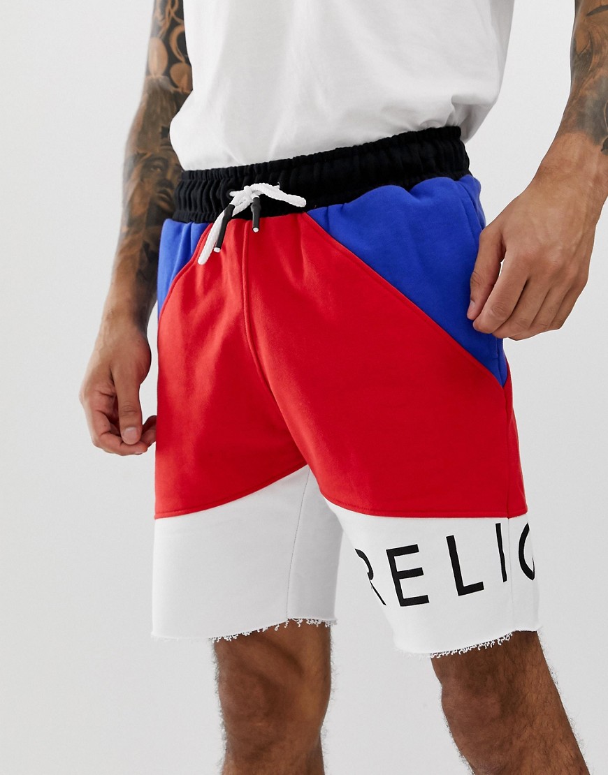 Religion jersey short with contrast panels