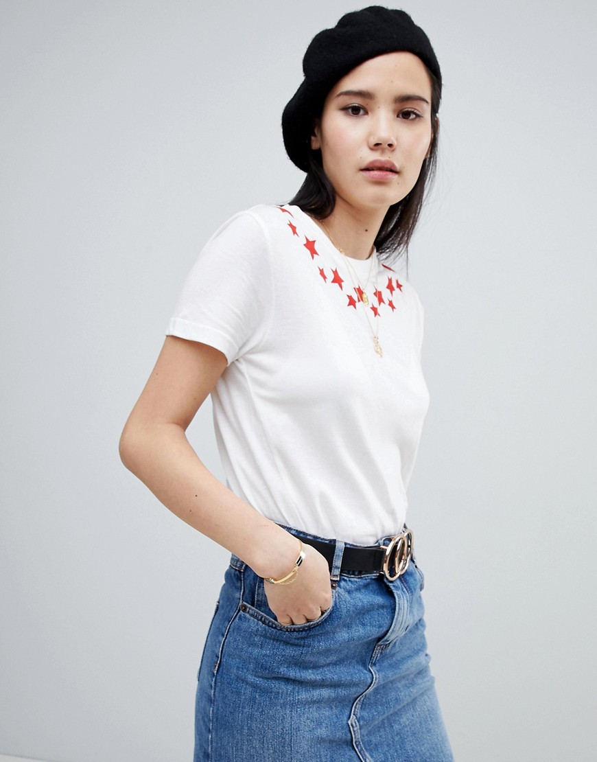 Sugarhill Boutique Mimi Star Collar T-Shirt - White