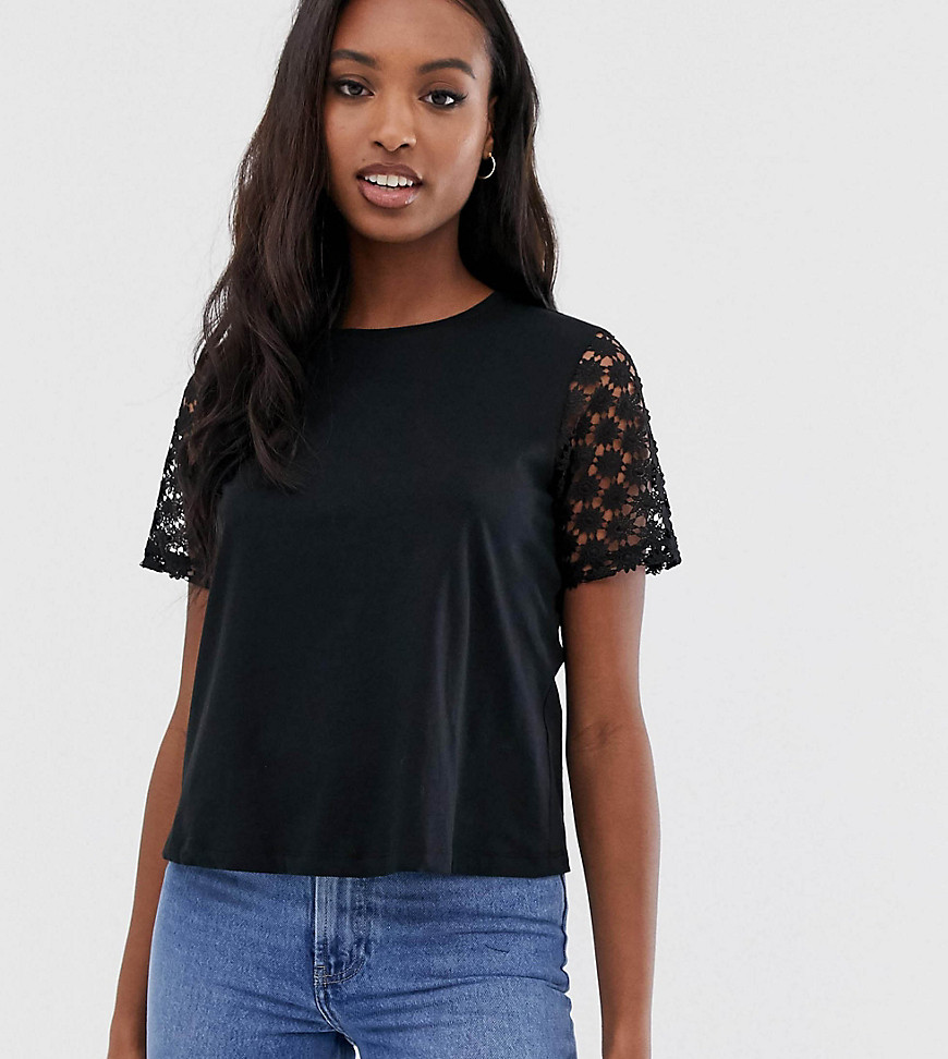 ASOS DESIGN Tall t-shirt with lace sleeve