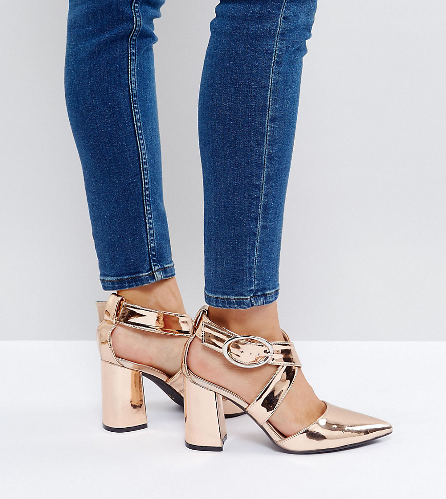 The March Rose Gold Cross Strap Heeled Shoes