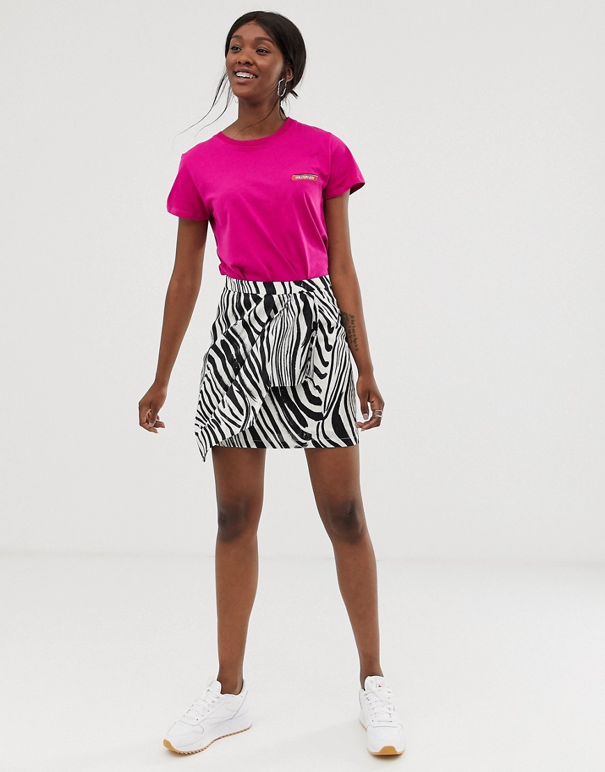 Gestuz Siwra abstract zebra stripe wrap skirt