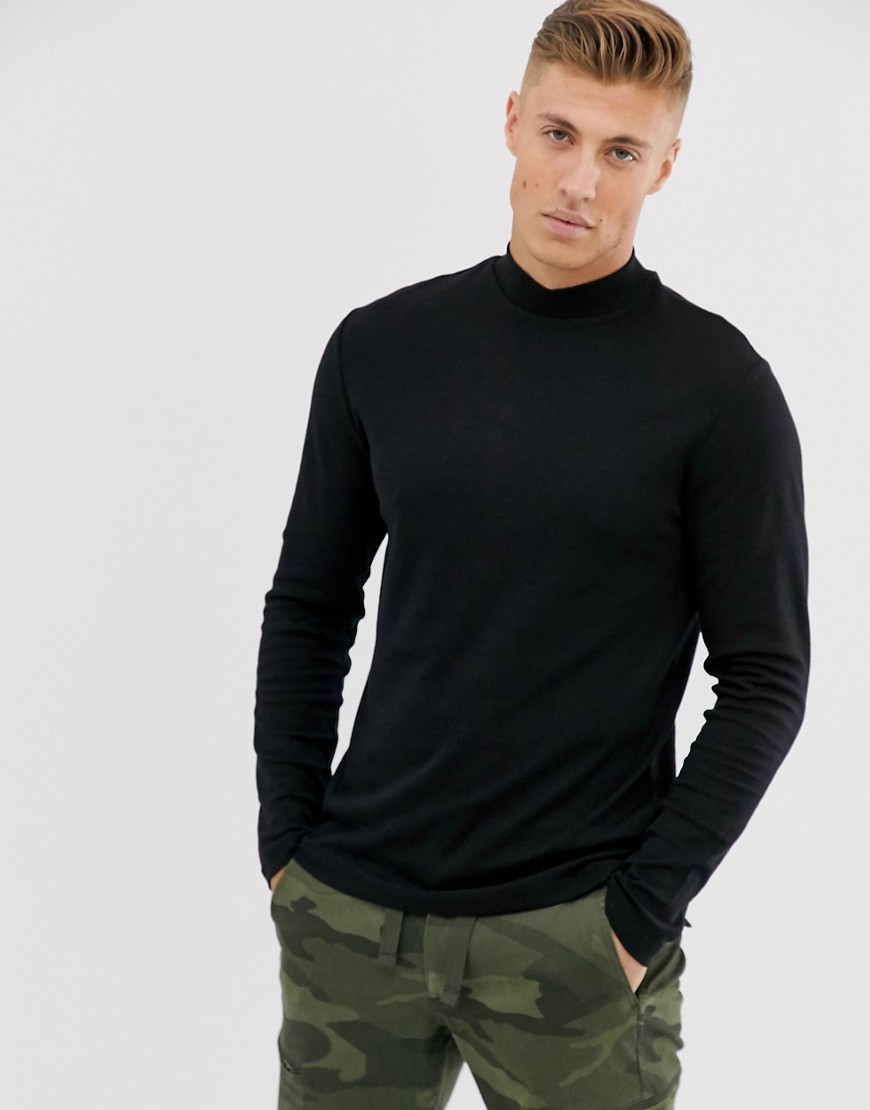 New Look turtle neck long sleeve t-shirt in black