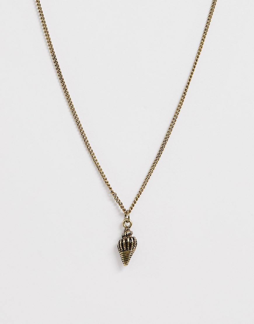 Asos Design Necklace With Ditsy Shell In Gold