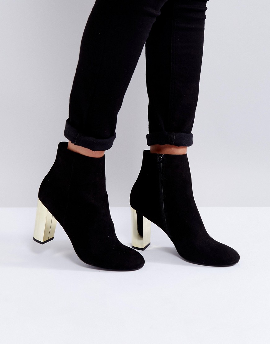 Miss KG Gold Heel Boots - Black