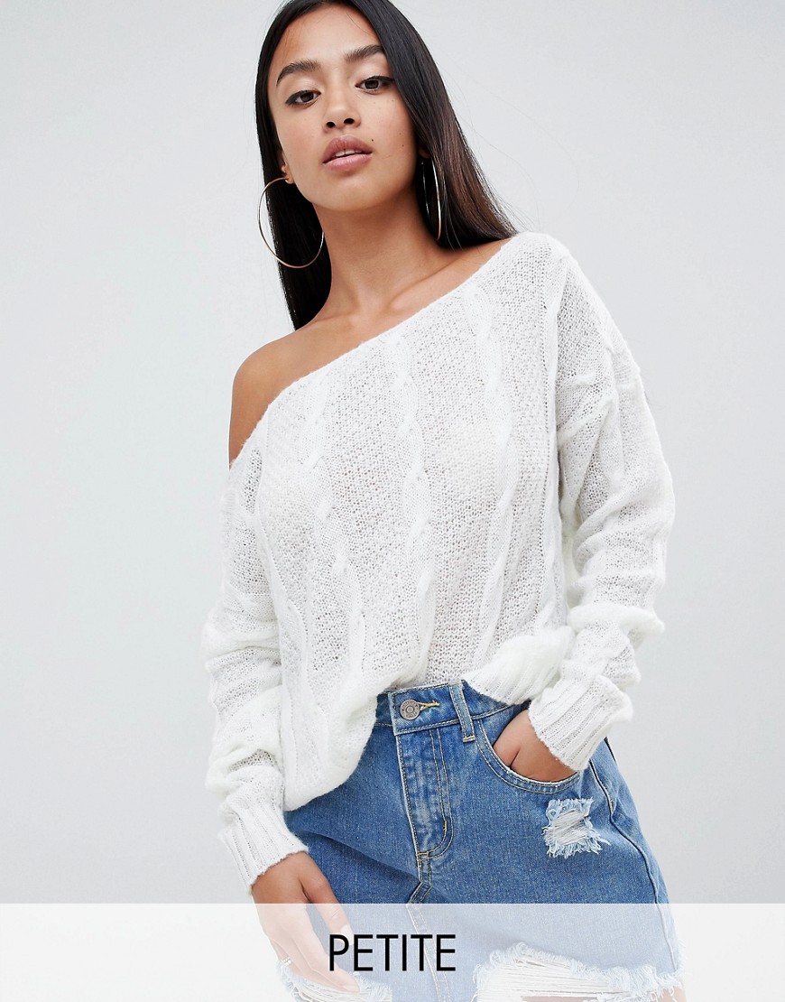 Missguided Petite Off Shoulder Cable Knit Jumper - Cream