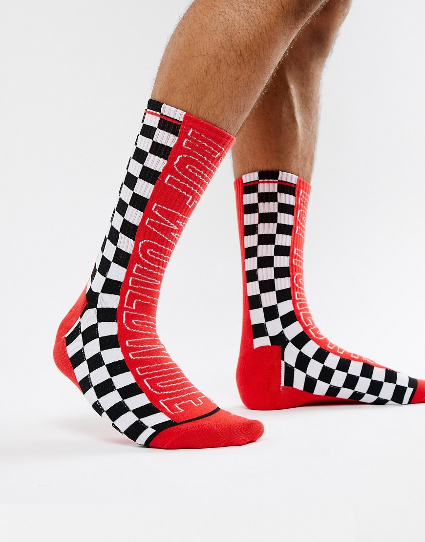 HUF Socks With Large Racing Logo In Red