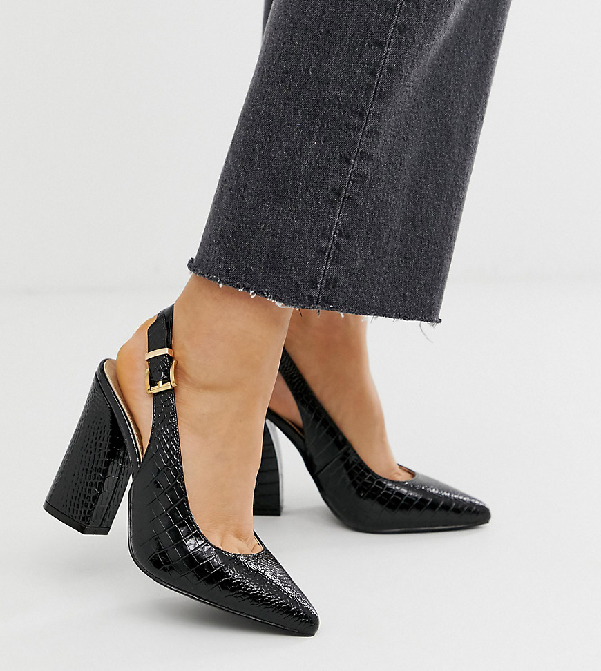 RAID Wide Fit Lauryn black heeled shoes