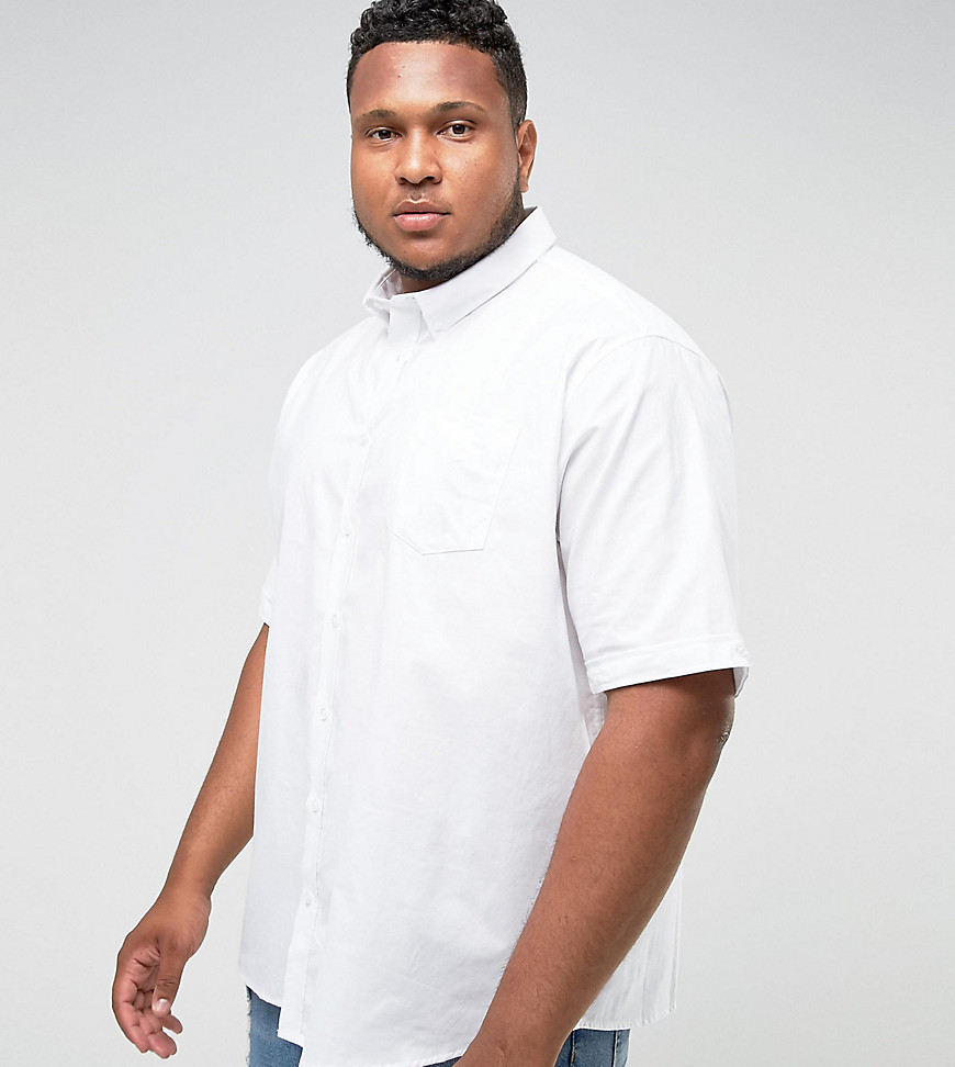 Jacamo PLUS Oxford Shirt With Short Sleeves White