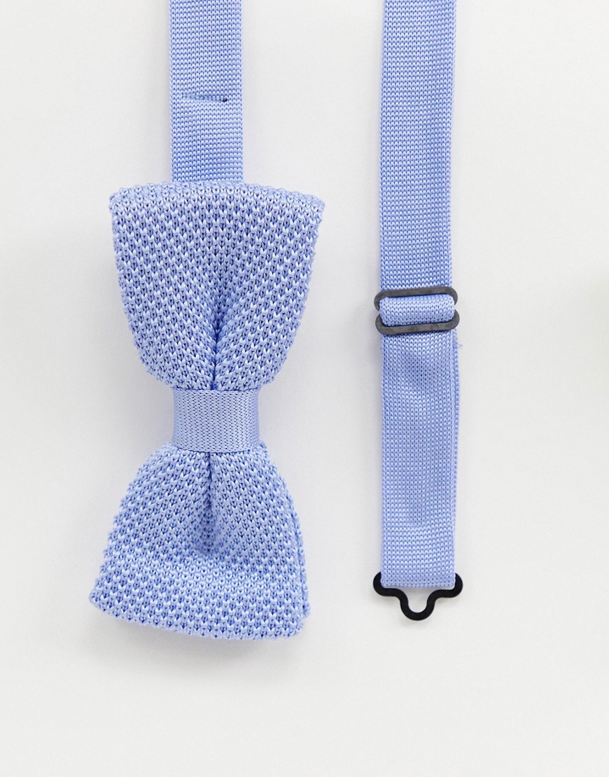 Twisted Tailor knitted bow tie in light blue