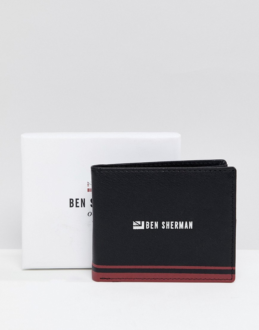 Ben Sherman leather wallet in black/red