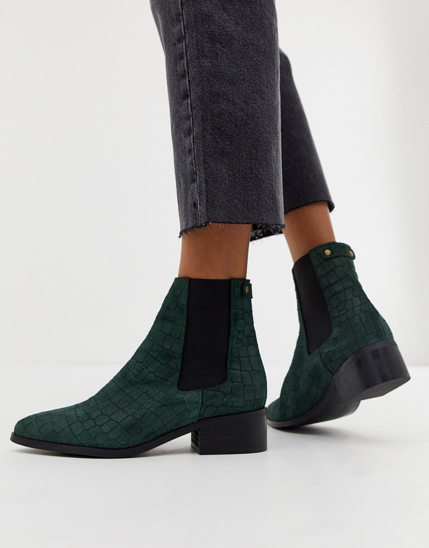 Vero Moda snake embossed real suede boots