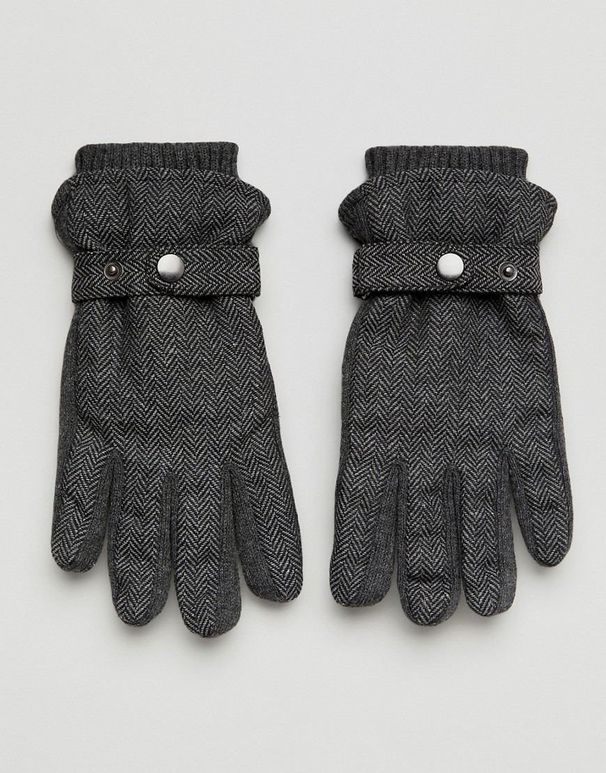 Серые перчатки с шевронным узором на подкладке New Look - Серый 