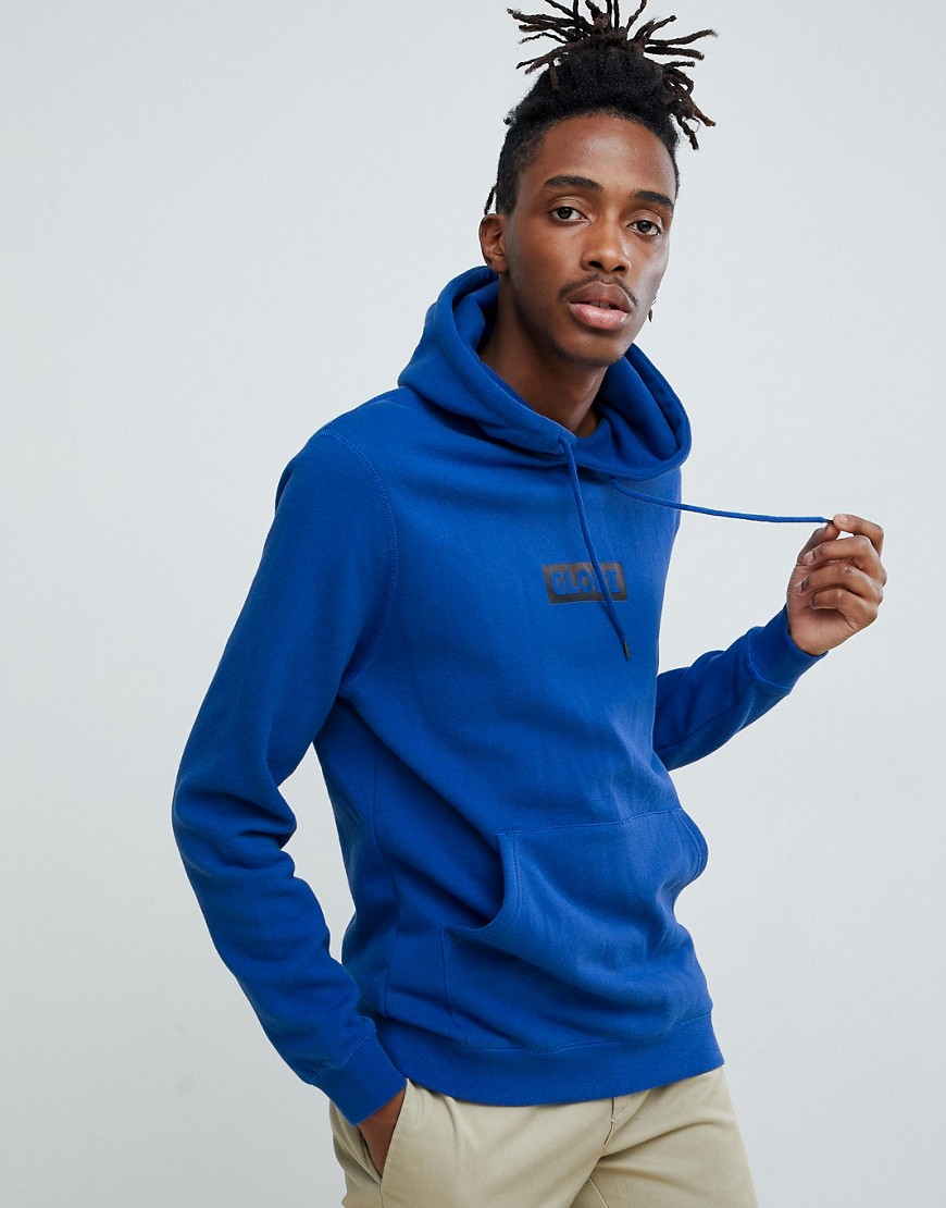 Globe Overhead Hoodie with Chest Logo in Blue